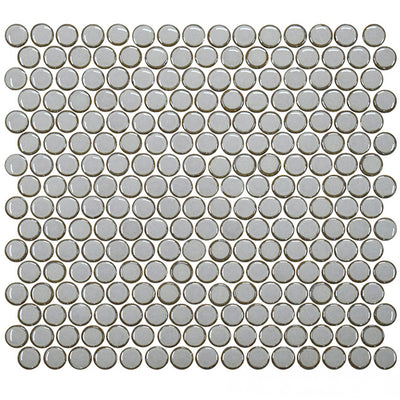 Pewter Grey, Penny Round Mosaic | Porcelain Tile by Fujiwa