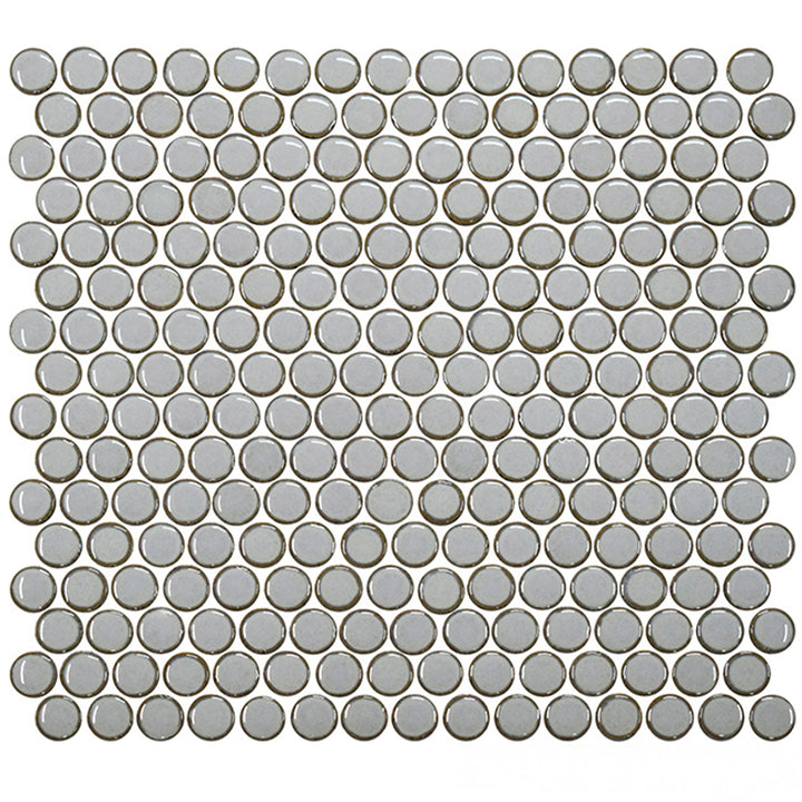 Pewter Grey, Penny Round Mosaic | Porcelain Tile by Fujiwa