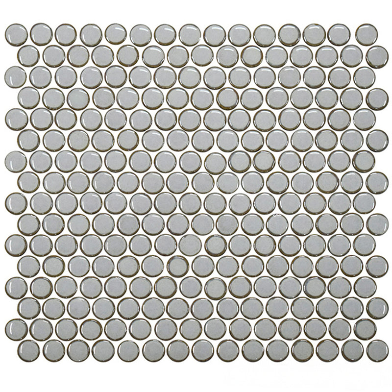 Pewter Grey, Penny Round Mosaic | Porcelain Tile by Fujiwa