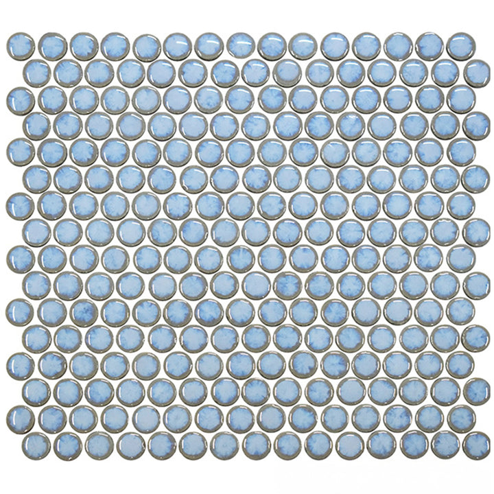 Glacier Blue, Penny Round Mosaic | Porcelain Tile by Fujiwa