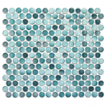 Sage Green, Penny Round Mosaic | Porcelain Tile by Fujiwa