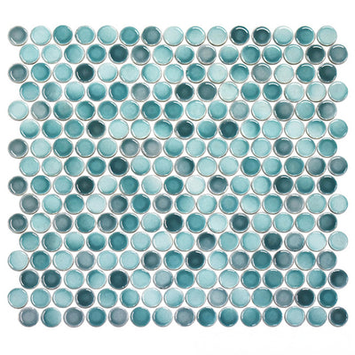 Sage Green, Penny Round Mosaic | Porcelain Tile by Fujiwa