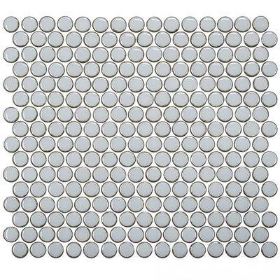 Satin Silver, Penny Round Mosaic | Porcelain Tile by Fujiwa