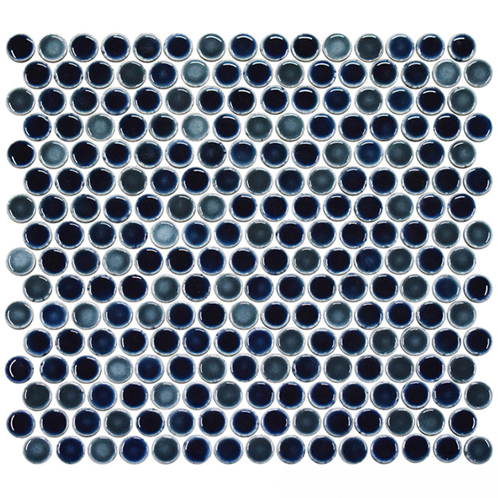 Oxford Blue, Penny Round Mosaic | Porcelain Tile by Fujiwa