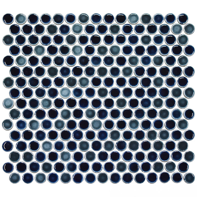 Oxford Blue, Penny Round Mosaic | Porcelain Tile by Fujiwa