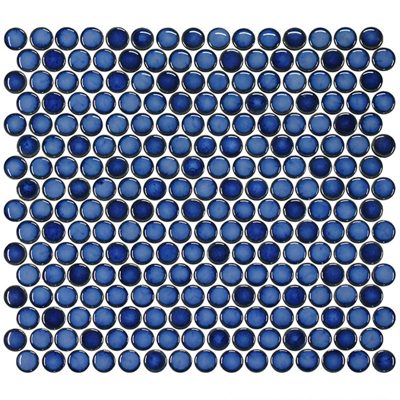 Marble Blue, Penny Round Mosaic | Porcelain Tile by Fujiwa