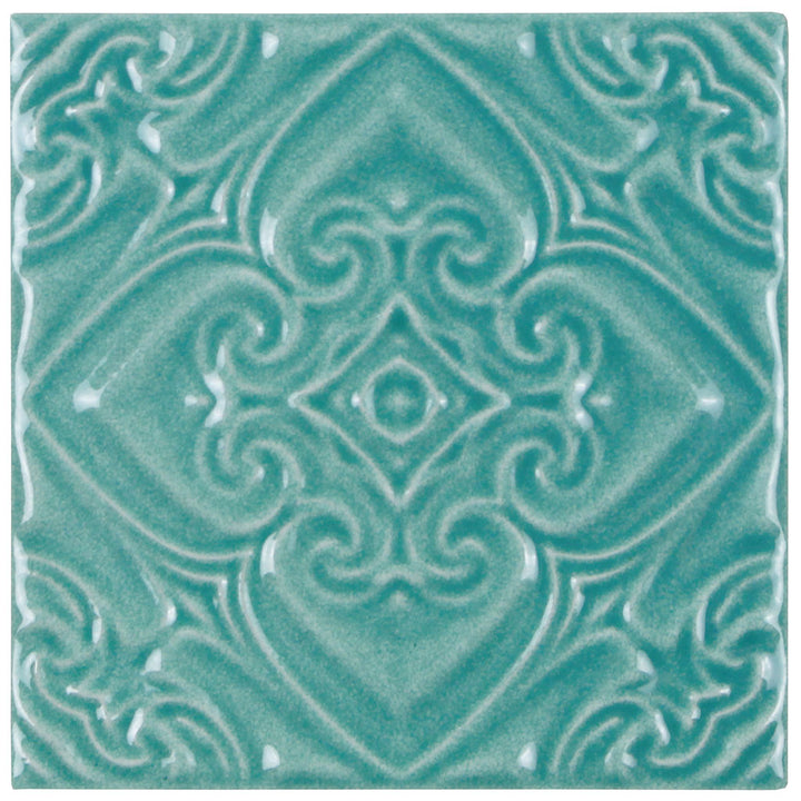 Pacifico Acquamarino, 6" x 6" Deco Tile | TONMELAPACDECO6 | Pool Tile