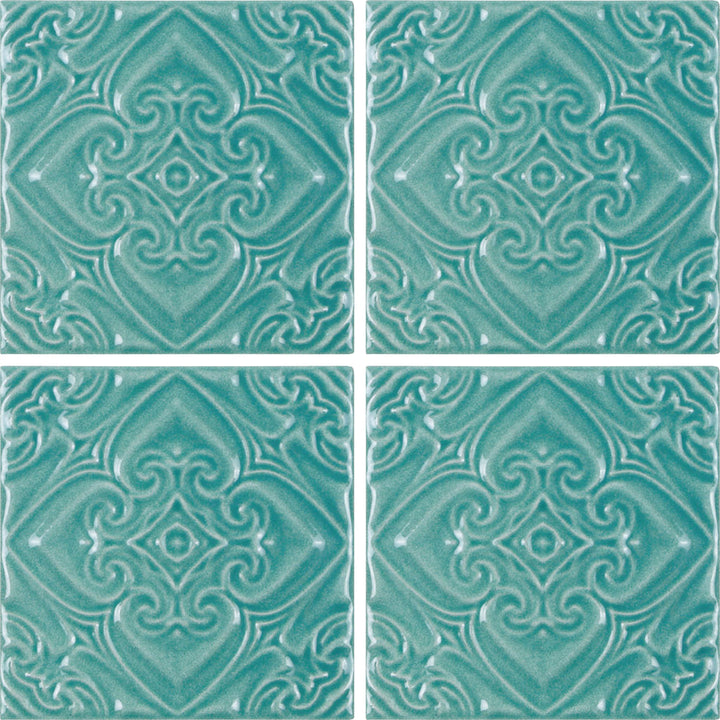 Pacifico Acquamarino, 6" x 6" Deco Tile | TONMELAPACDECO6 | Pool Tile