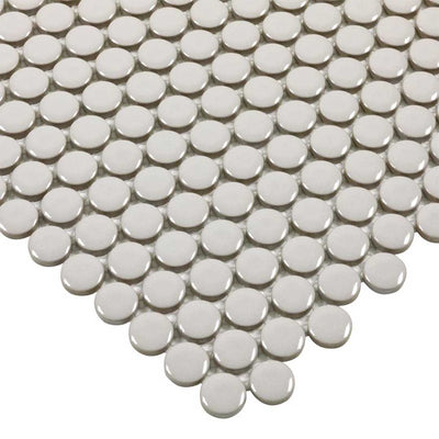 Porcelart Taupe Glossy, Penny Round | Porcelain Tile Anthology