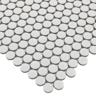 Porcelart White Matte, Penny Round | Porcelain Tile Anthology