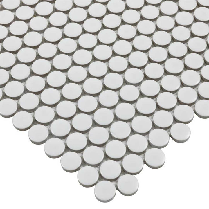 Porcelart White Matte, Penny Round | Porcelain Tile Anthology