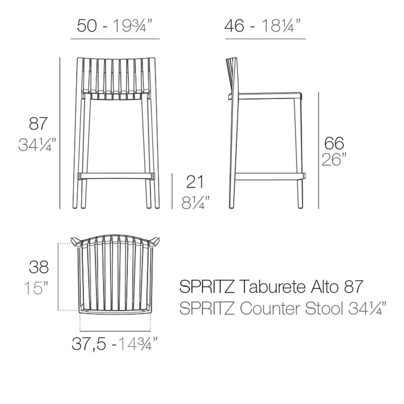 Spritz Counter Stool | Modern Patio Furniture by Vondom