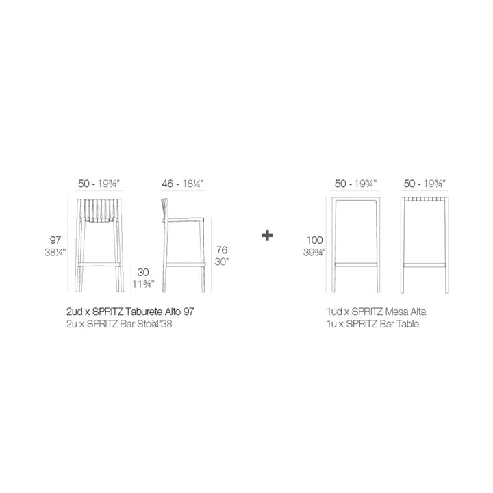 Spritz Bar Set Bundle | Modern Patio Furniture by Vondom