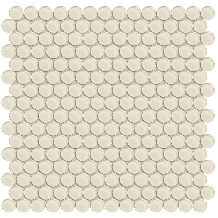 Sand, Penny Round Mosaic | ANAELEMPNRDSAND | Aquatica Glass Tile