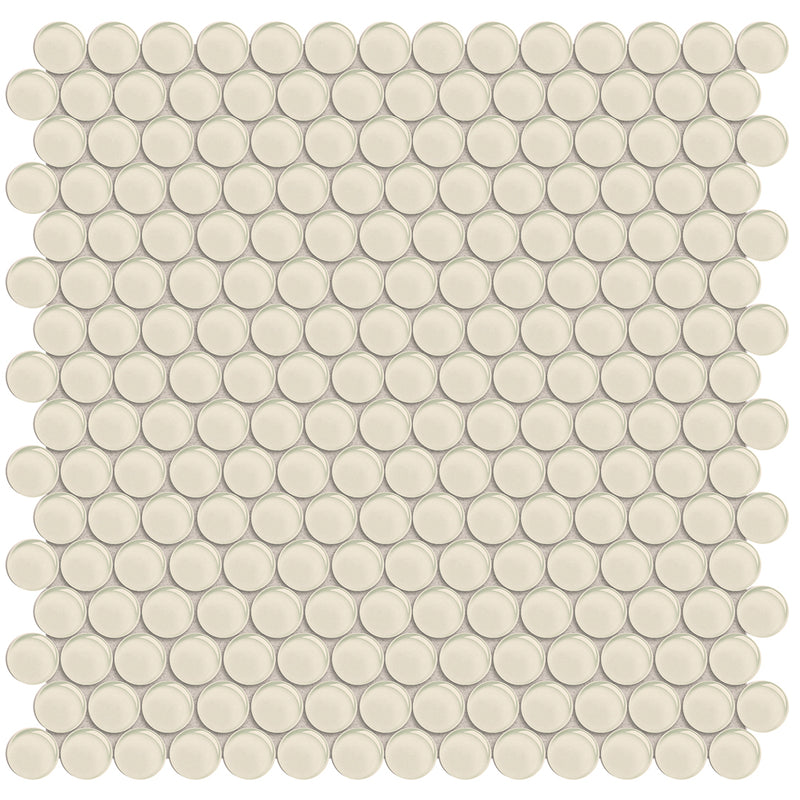 Sand, Penny Round Mosaic | ANAELEMPNRDSAND | Aquatica Glass Tile