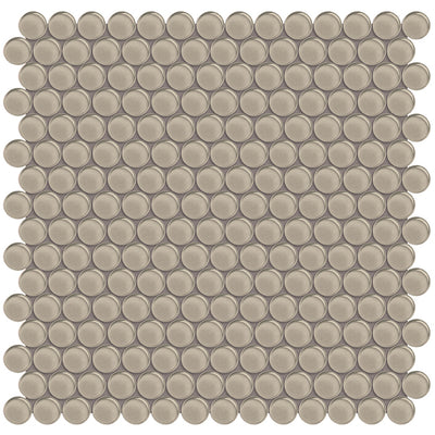 Smoke, Penny Round Mosaic | ANAELEMPNRDSMOKE | Glass Tile