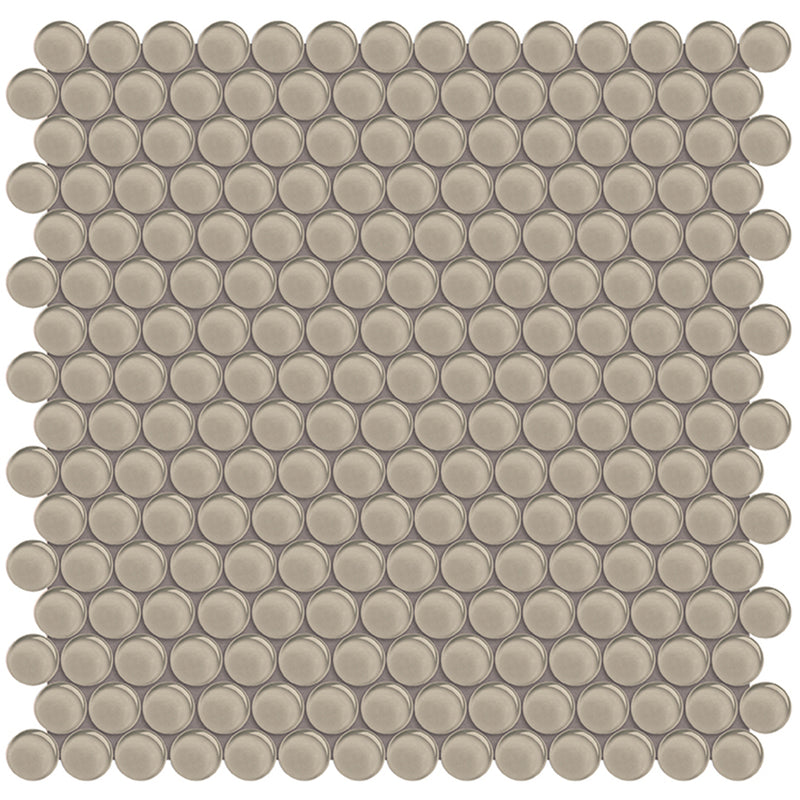 Smoke, Penny Round Mosaic | ANAELEMPNRDSMOKE | Glass Tile