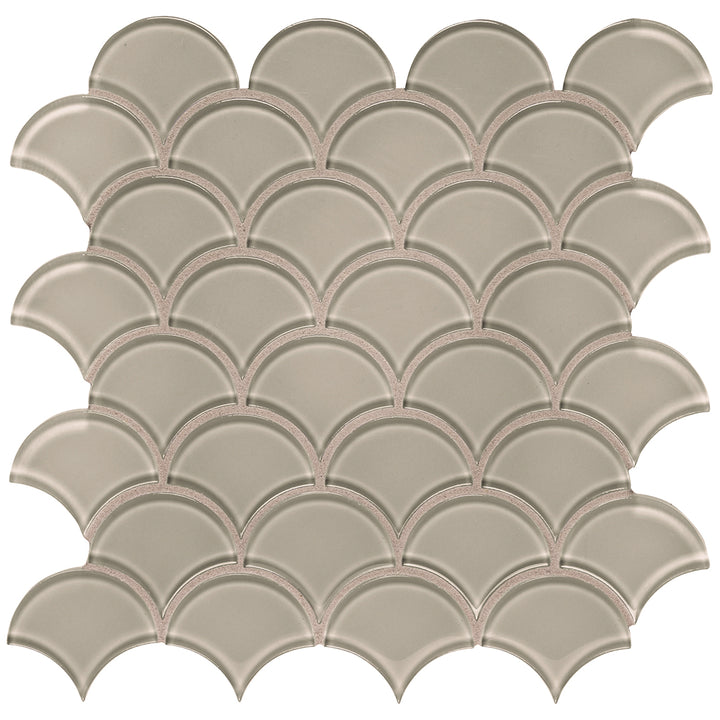 Smoke, Scallop Glass Tile | Tesoro Backsplash & Wall Tile