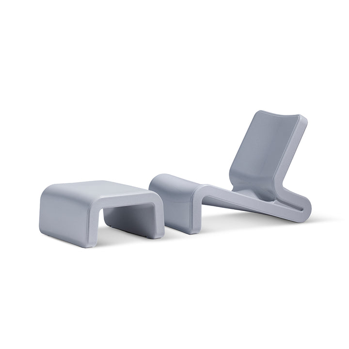 Tupelo Goods Line Chair | Patio & Pool Shelf Lounge Chair with Ottoman - Concrete Gray