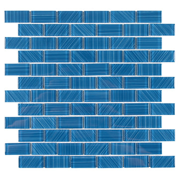 Striped Turquoise, 1" x 2" Mosaic Tile | TAESTRITURQ12 | Glass Tile