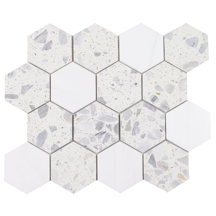 Venice Blue Hexagon Dolomite Terrazzo | Stone Tile by Tesoro