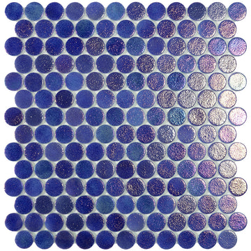 Shell Sapphire Circle - Glass Penny Round Mosaic Tile