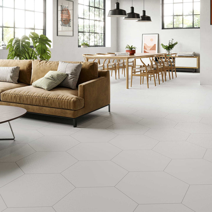 Argos White, Hexagon Porcelain Tile | Floor & Wall Tile by Tesoro