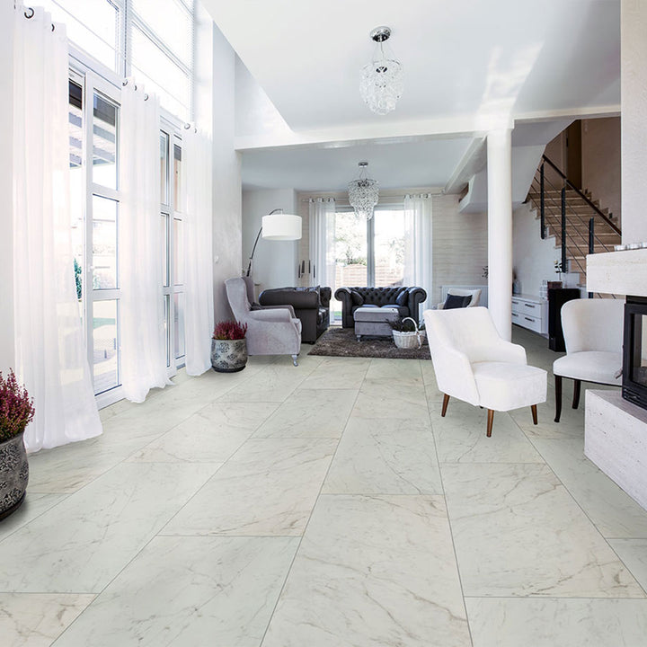 Carrara Bianco Matte, 24" x 48" | Porcelain Floor & Wall Tile by MSI