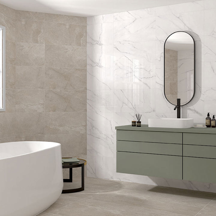 Calacatta Venato Polished, 12" x 24" | Porcelain Bathroom Tile by MSI