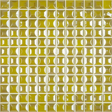 EDNA GREEN Pistachio Green Iridescent Pillow Texture, 1" x 1" - Glass Tile
