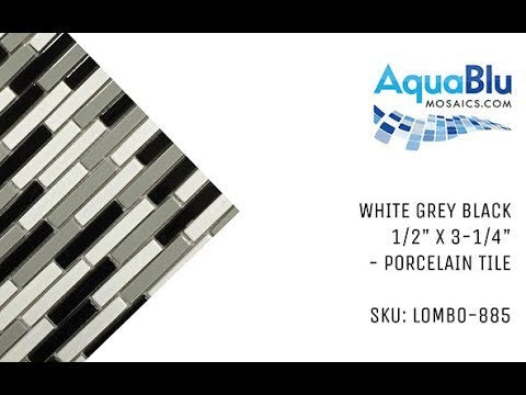 White-Gray-Black, 1/2" x 3-1/4" - Porcelain Tile