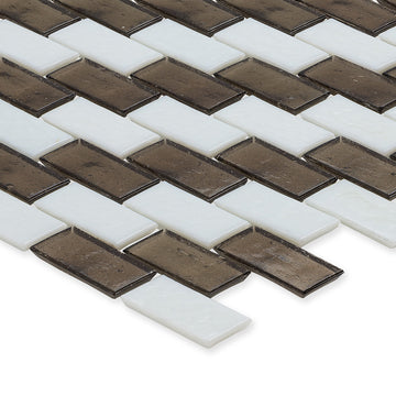 Ironstone and White, 1" x 2" Subway Pattern Glass Tile