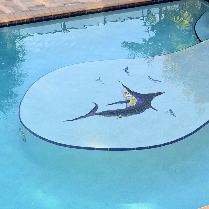 Marlin w/Shadow | MSHBLUL | Pool Mosaic by Artistry in Mosaics