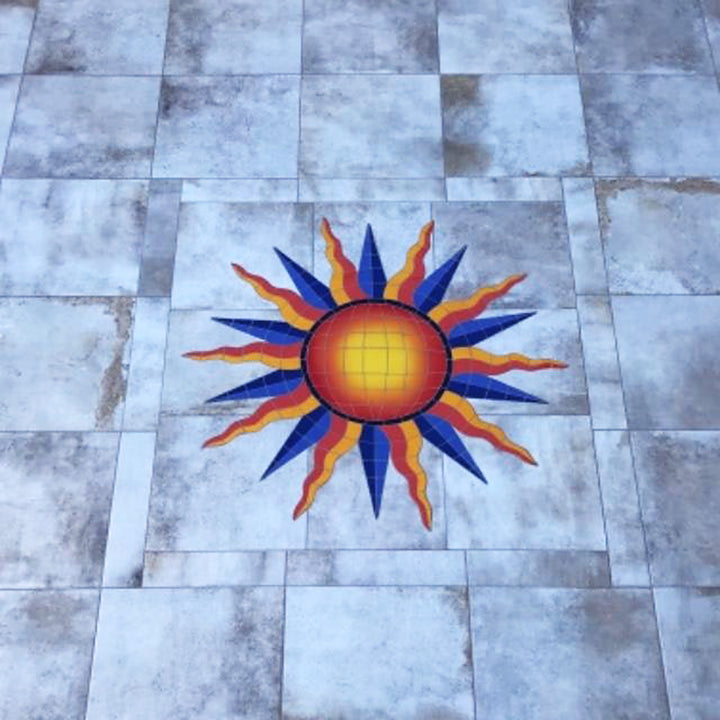 Sun Medallion - Orange | SMEORAL | Pool Mosaic