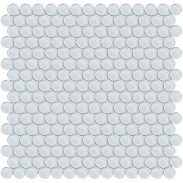 Ice, Penny Round Mosaic | ANAELEMPNRDICE | Aquatica Glass Tile