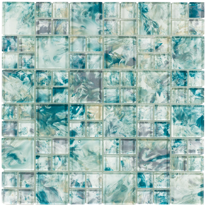 Island Turquoise, Mixed | ANTHSPIT | Mosaic Glass Tile