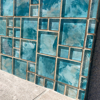 Island Turquoise, Mixed | ANTHSPIT | Mosaic Glass Tile