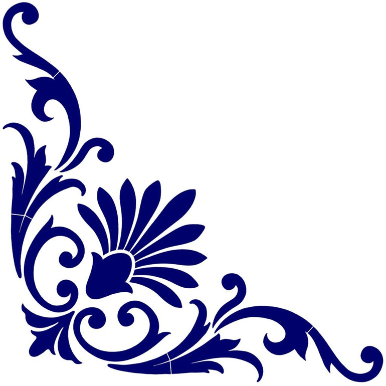 blue corner swirl design