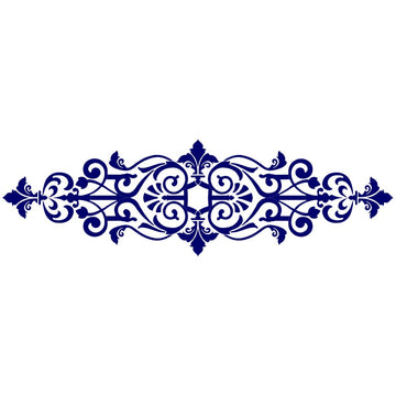 Baroque Center Scroll - Blue | CS-BC4-72BL | Pool Mosaic by AquaBlu Mosaics
