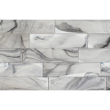 Nimbus Glass Grey 3" x 12" Subway Tile | FOSCLOUNIM312 | Tesoro Glass