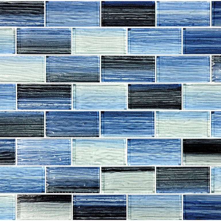 Glass Pool Mosaic Tile Black Blend 1x2