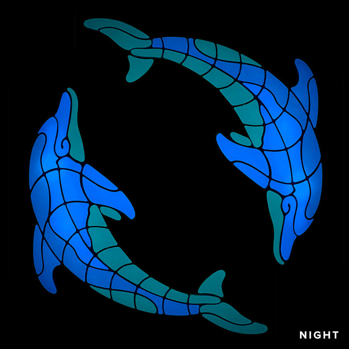 Playful Circle Dolphins | DOLCIR-L | Glow in the Dark Pool Mosaics