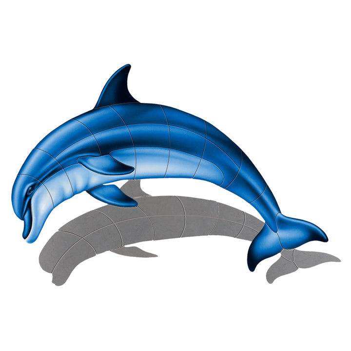 Bottlenose Dolphin-A w/Shadow | PORC-BD1-36/SH | Pool Mosaic by AquaBlu Mosaics