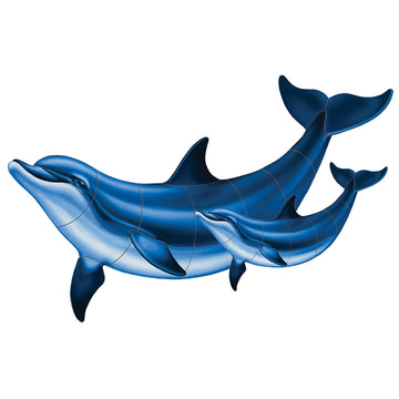 Double Bottlenose Dolphin-B With Baby | PORC-BD2DB-36 | Pool Mosaic ...