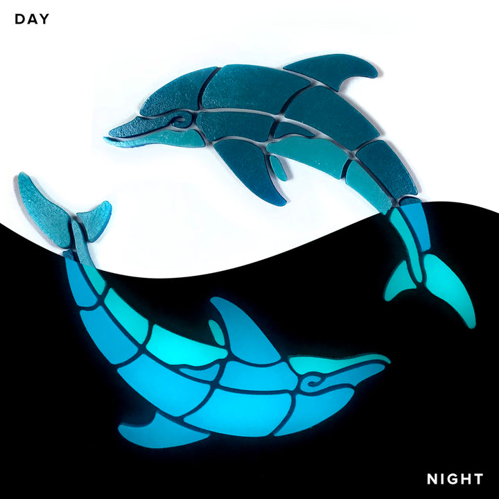 Playful Circle Dolphins, Left | DOLCIR-S-L | Glow in the Dark Pool Mosaics