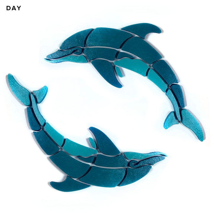 Playful Circle Dolphins, Left | DOLCIR-S-L | Glow in the Dark Pool Mosaics