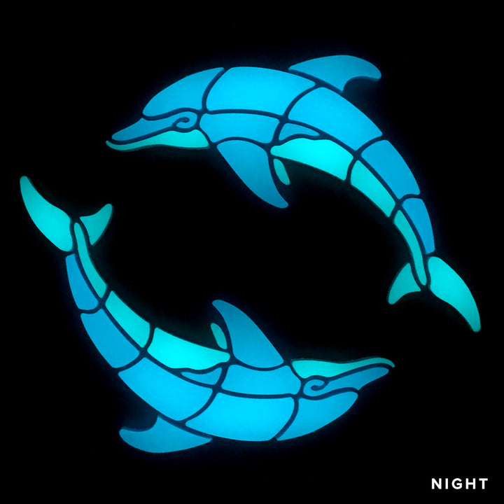 Playful Circle Dolphins, Left | DOLCIR-S-L | Glow in the Dark Pool Mosaics