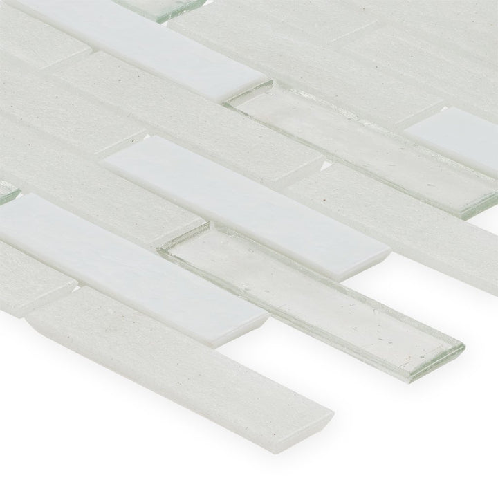 Snowfall, 1" x 4" Staggered Glass Tile | E14SNOWXXB | American Glass Mosaics