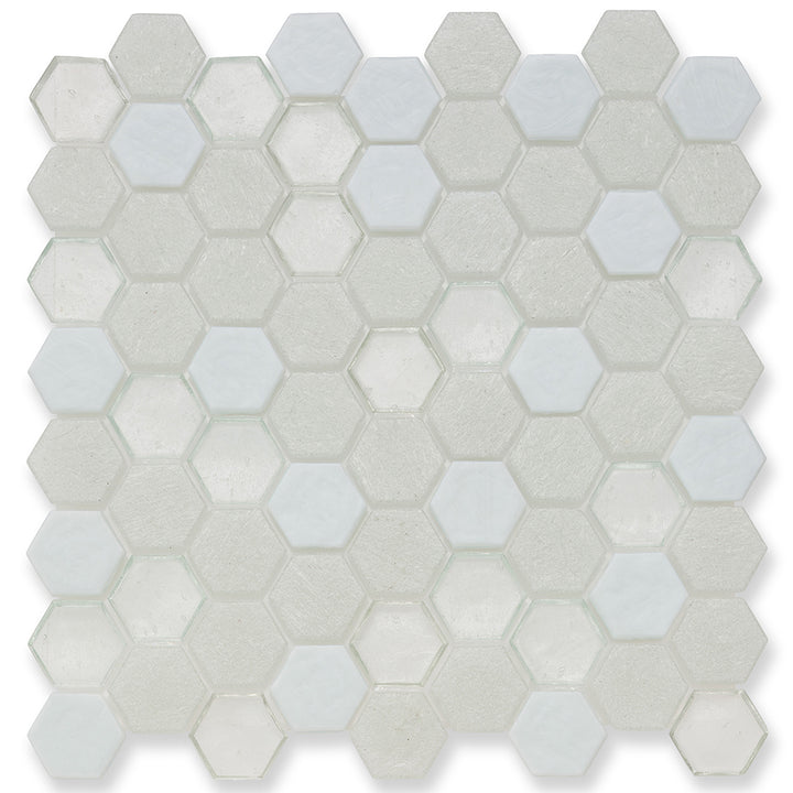 Snowfall, Hexagonal Glass Tile | E1XSNOWXXS | American Glass Mosaics