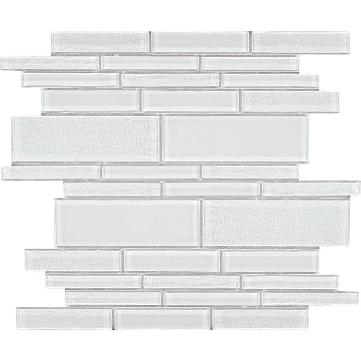 Treasure Series Whitestone Linear Mosaic Tile | TASTREAWHITESTML | Tesoro Glass Tile